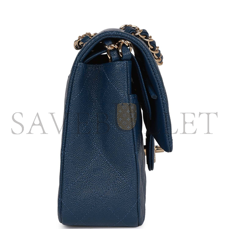 Ch**el MASTER MEDIUM CLASSIC DOUBLE FLAP BAG BLUE CAVIAR LIGHT GOLD HARDWARE (25.5*15.5*6.5cm)